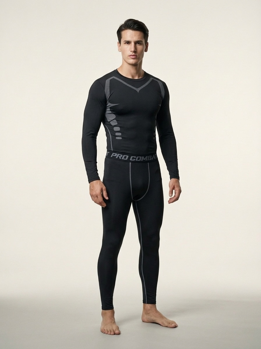 Fitness Suit for Men: Slim Fit Quick-Drying Compression Sportswear T-shirt & Leggings Set