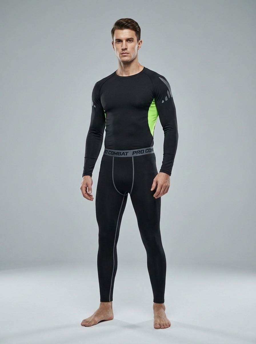 Fitness Suit for Men: Slim Fit Quick-Drying Compression Sportswear T-shirt & Leggings Set