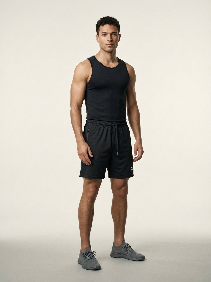 Athletic Fit Quick-Dry Summer Training Shorts for Men with Zipper Pockets