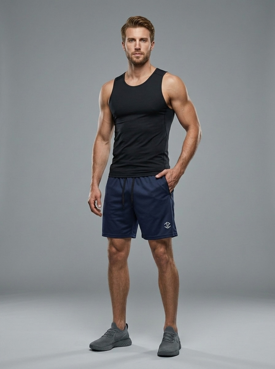 Athletic Fit Quick-Dry Summer Training Shorts for Men with Zipper Pockets