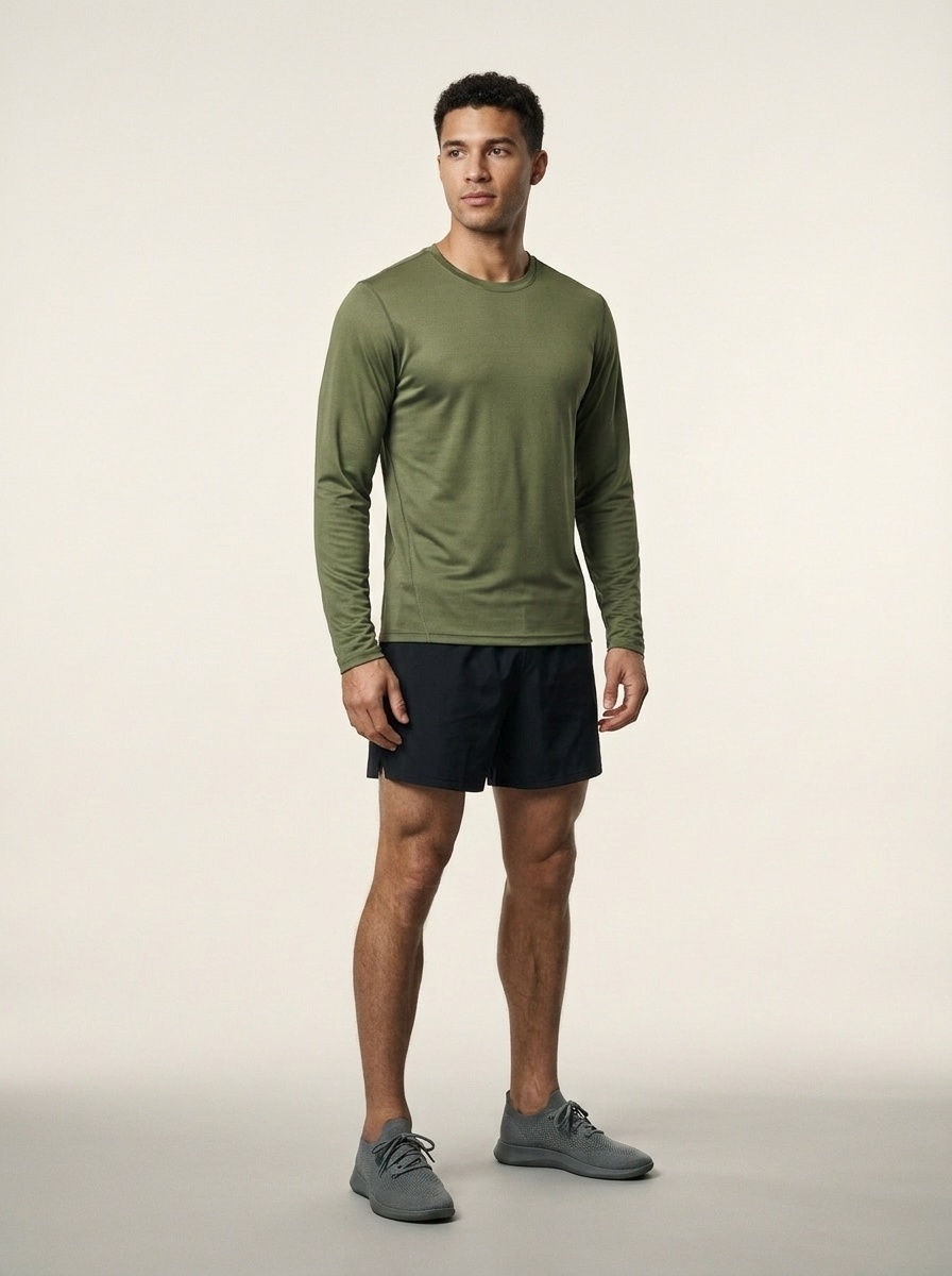 Men's Crew Neck Quick-Dry Moisure Wicking Training Long Sleeve T-Shirt with High Elasticity
