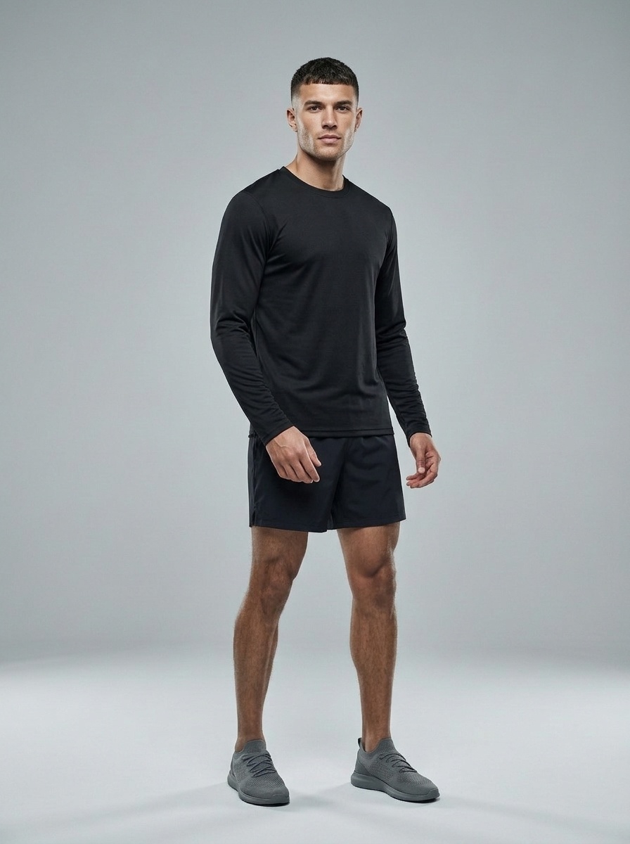 Men's Crew Neck Quick-Dry Moisure Wicking Training Long Sleeve T-Shirt with High Elasticity