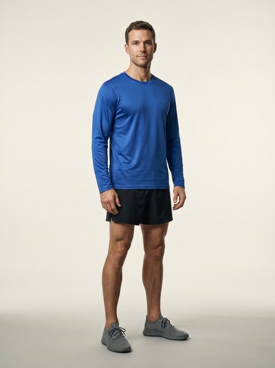 Men's Crew Neck Quick-Dry Moisure Wicking Training Long Sleeve T-Shirt with High Elasticity