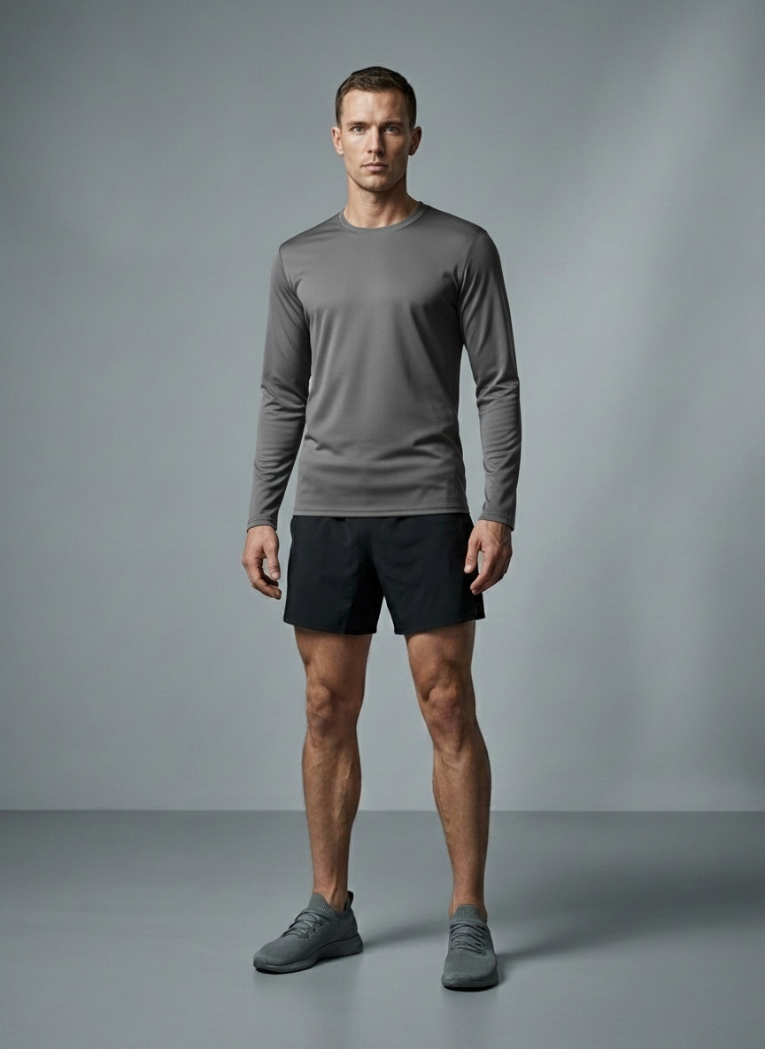 Men's Crew Neck Quick-Dry Moisure Wicking Training Long Sleeve T-Shirt with High Elasticity