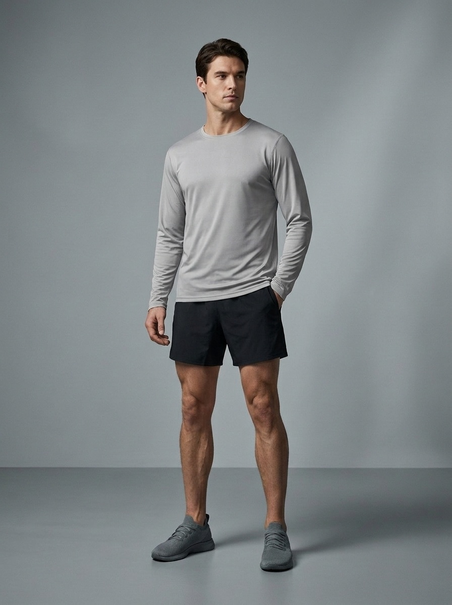 Men's Crew Neck Quick-Dry Moisure Wicking Training Long Sleeve T-Shirt with High Elasticity