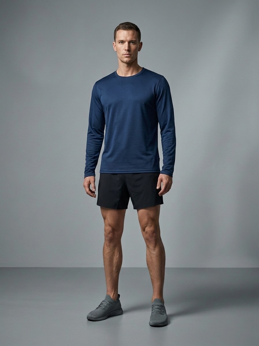 Men's Crew Neck Quick-Dry Moisure Wicking Training Long Sleeve T-Shirt with High Elasticity
