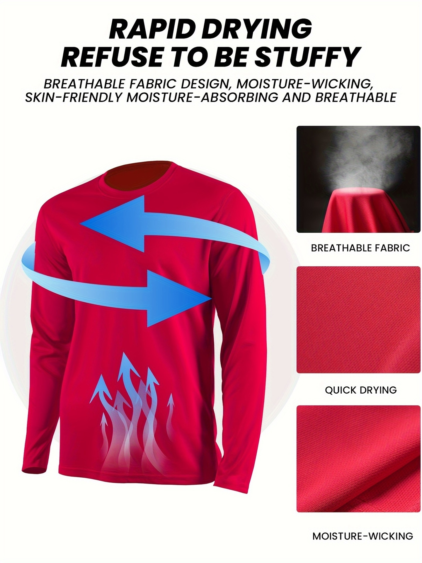 Men's Crew Neck Quick-Dry Moisure Wicking Training Long Sleeve T-Shirt with High Elasticity