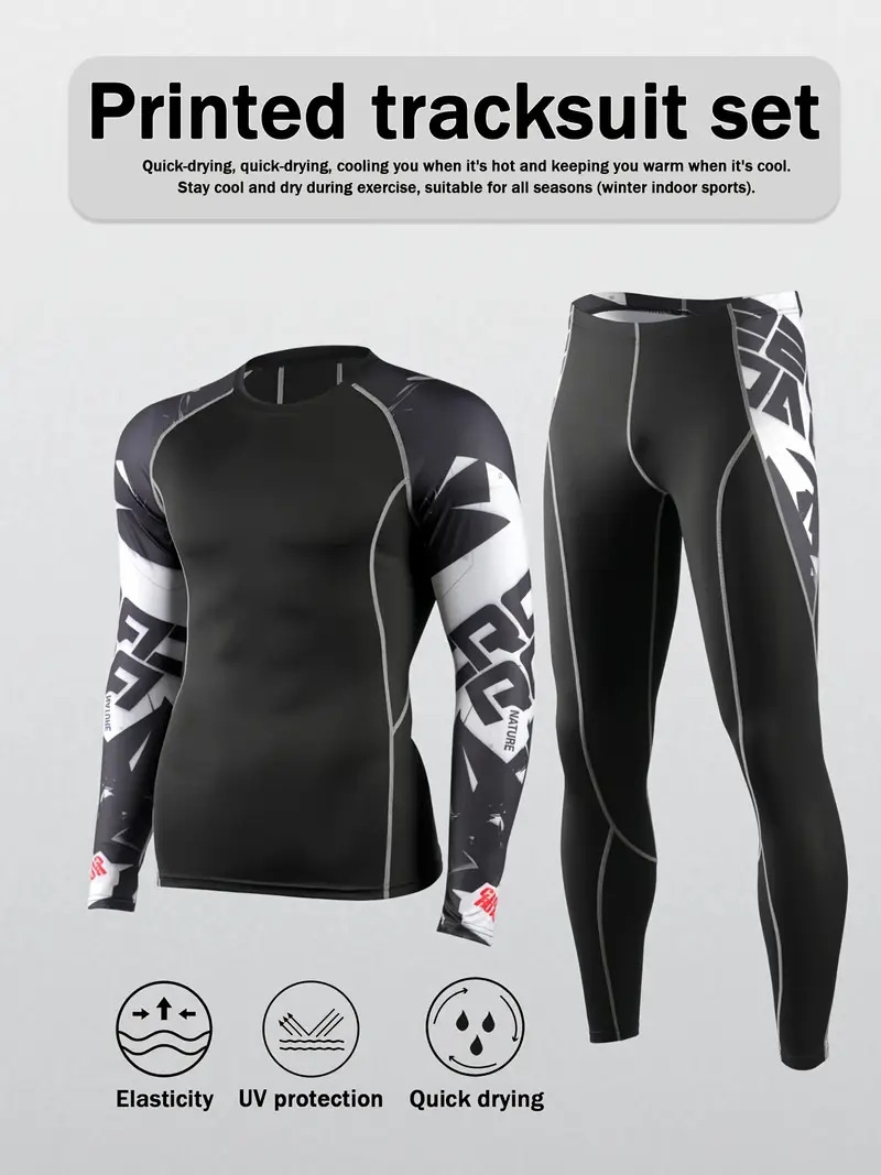 Quick-Drying Breathable Long-Sleeve Sportswear Set for Men for Outdoor Fitness