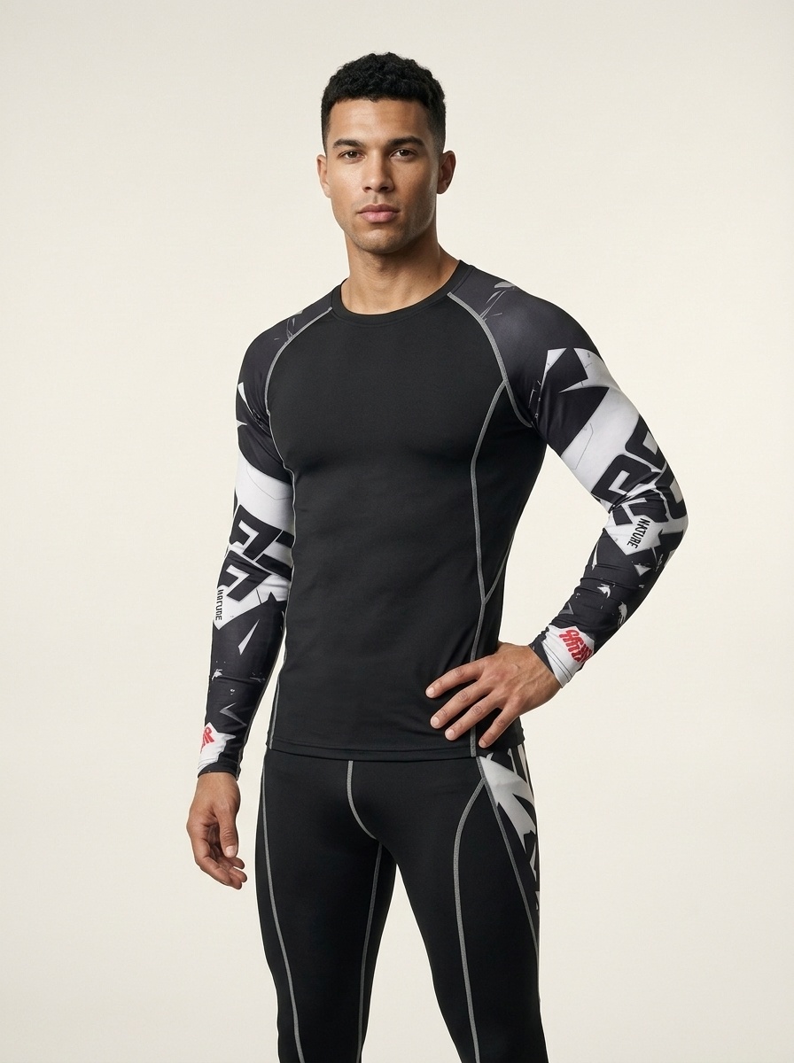Quick-Drying Breathable Long-Sleeve Sportswear Set for Men for Outdoor Fitness