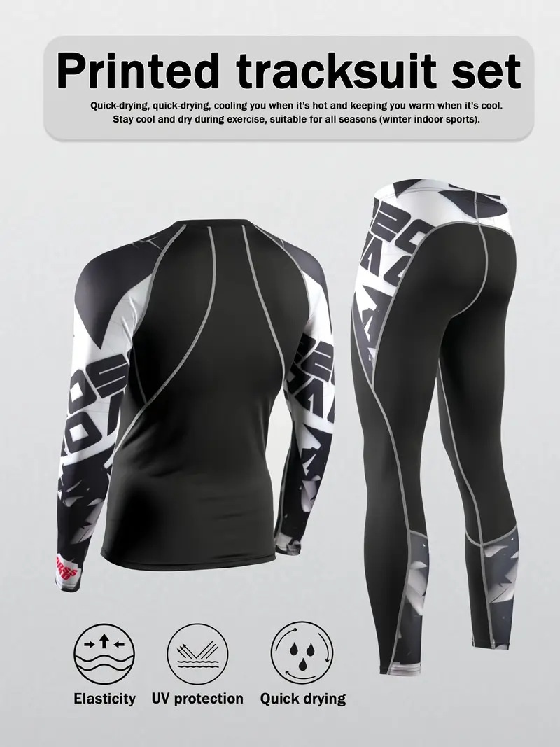 Quick-Drying Breathable Long-Sleeve Sportswear Set for Men for Outdoor Fitness