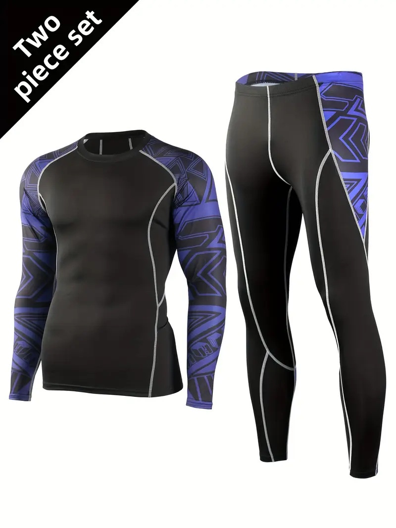 Quick-Drying Breathable Long-Sleeve Sportswear Set for Men for Outdoor Fitness