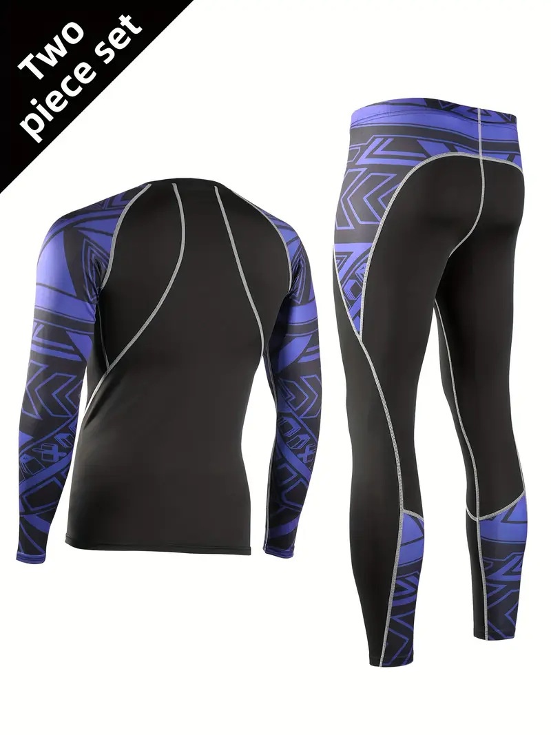 Quick-Drying Breathable Long-Sleeve Sportswear Set for Men for Outdoor Fitness