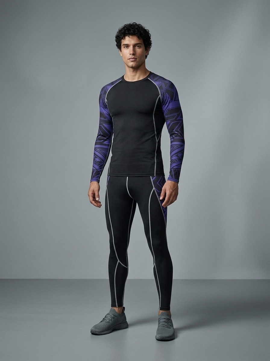 Quick-Drying Breathable Long-Sleeve Sportswear Set for Men for Outdoor Fitness