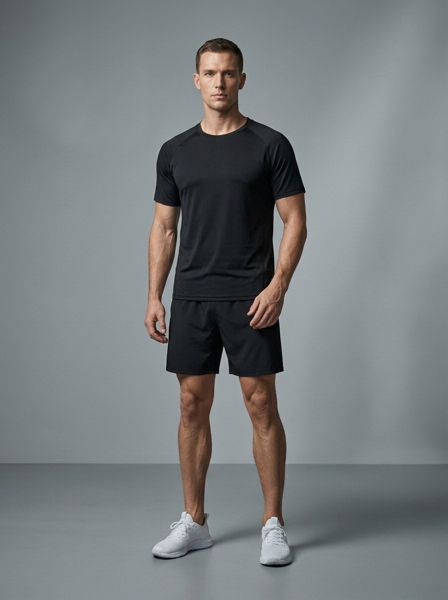 Slim Fit Quick-dry High Elasticity Summer Training Sportswear T-Shirt & Shorts Set for Men
