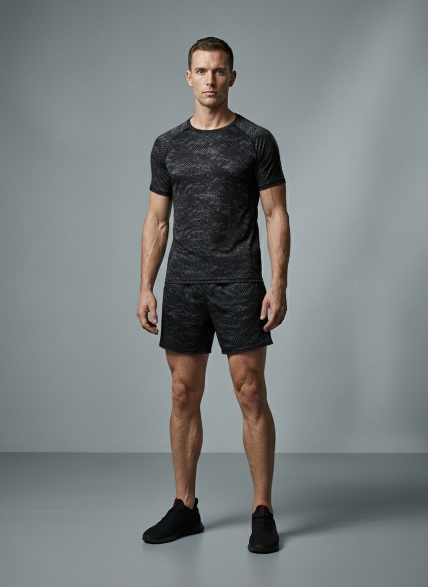 Slim Fit Quick-dry High Elasticity Summer Training Sportswear T-Shirt & Shorts Set for Men