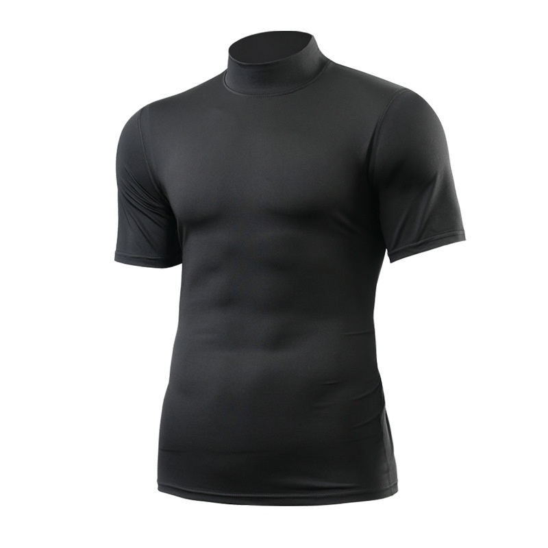 Mock Neck Quick-Dry Summer Sportswear T-Shirt for Men: Breathable Casual Outdoor Performance