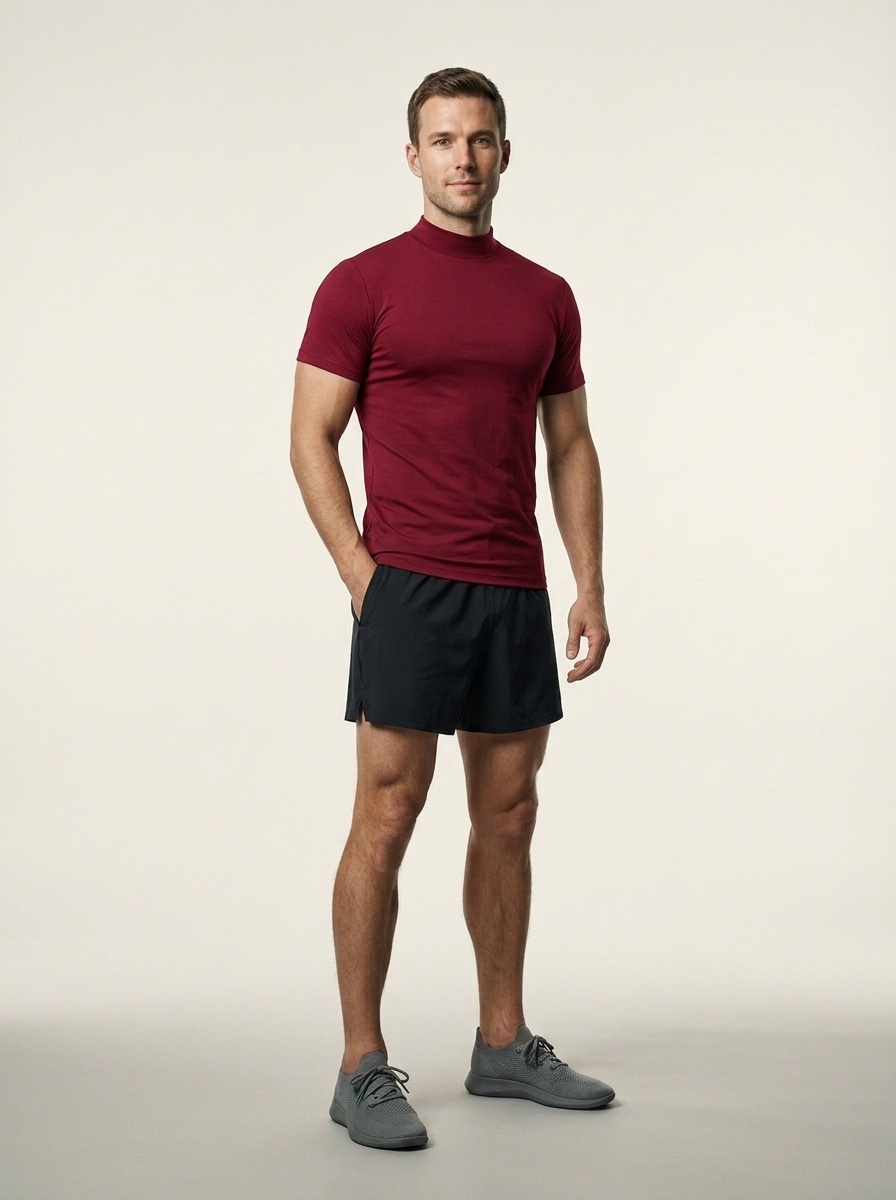 Mock Neck Quick-Dry Summer Sportswear T-Shirt for Men: Breathable Casual Outdoor Performance