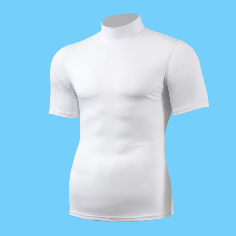 Mock Neck Quick-Dry Summer Sportswear T-Shirt for Men: Breathable Casual Outdoor Performance