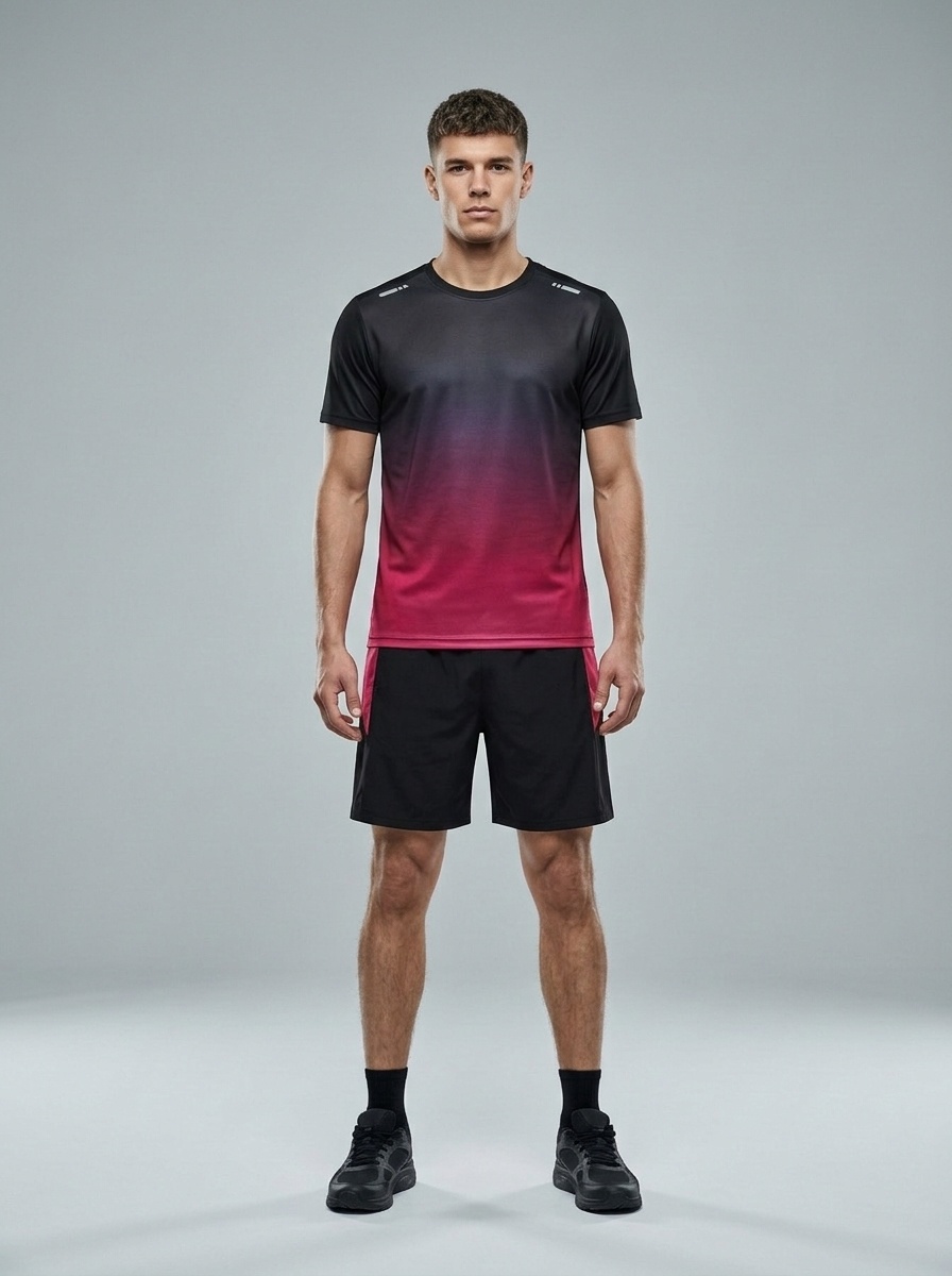 Loose Fit Quick-Drying Summer Sportswear Short Sleeve Tee & Shorts Set for Men
