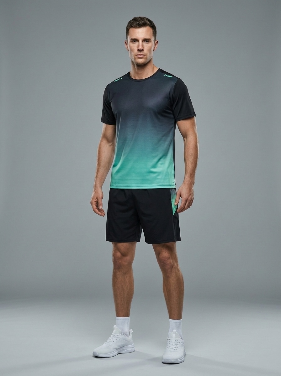 Loose Fit Quick-Drying Summer Sportswear Short Sleeve Tee & Shorts Set for Men