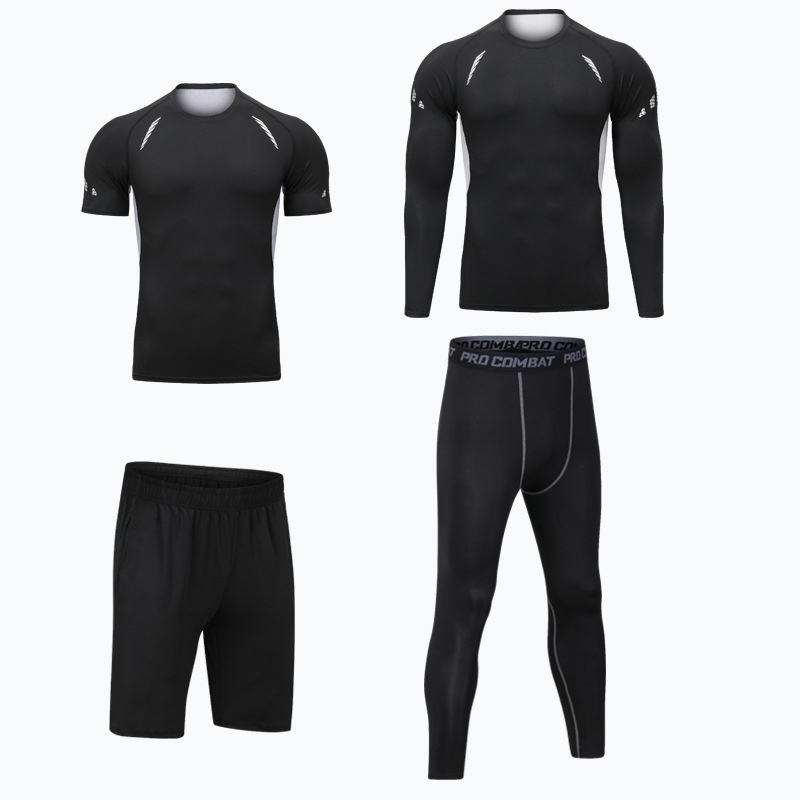 Quick-Drying 4-Piece Training Set for Men: High Elasticity Fitness and Basketball Sportswear
