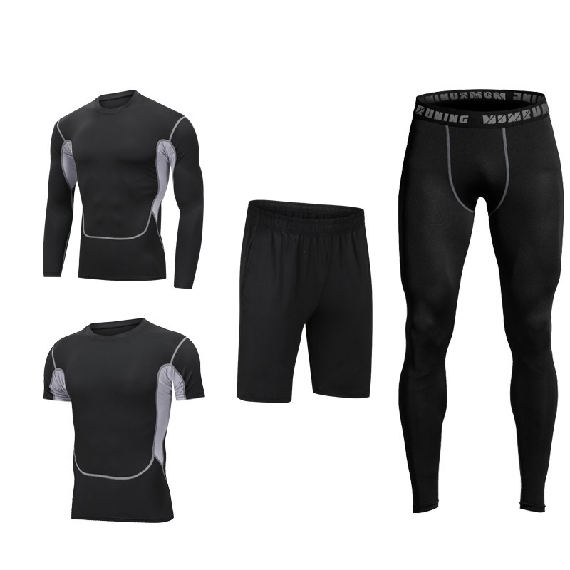 Quick-Drying 4-Piece Training Set for Men: High Elasticity Fitness and Basketball Sportswear