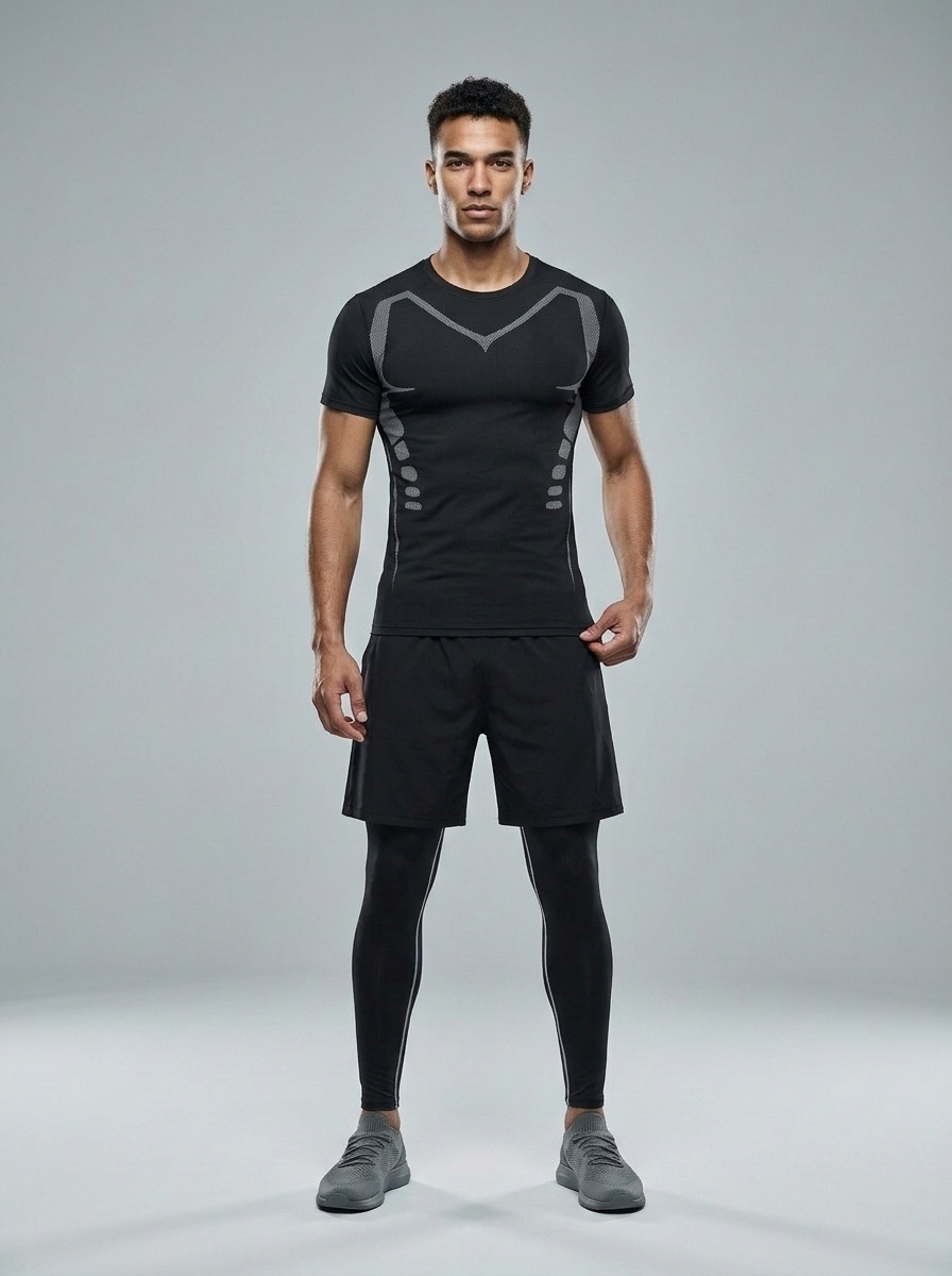 Quick-Drying 4-Piece Training Set for Men: High Elasticity Fitness and Basketball Sportswear