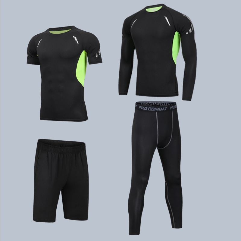 Quick-Drying 4-Piece Training Set for Men: High Elasticity Fitness and Basketball Sportswear