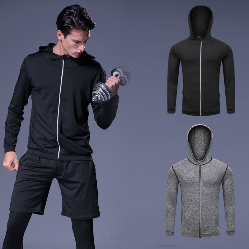 Hooded Slim Fit Compression Activewear for Men with Quick-Dry and High Elasticity