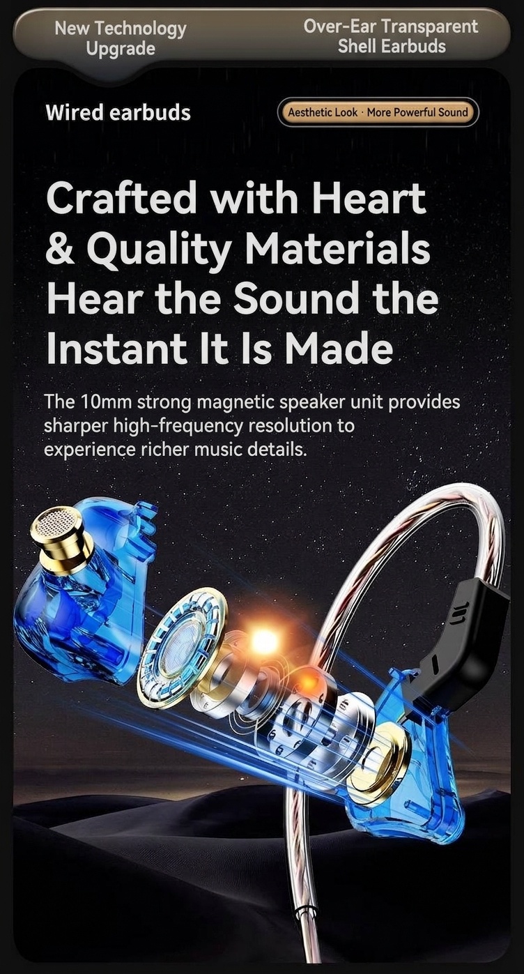 Premium In-Ear Wired Headphones with Inline Mic, Sound Isolating Earbuds with Extra Ear Tips, 3.5mm & USB-C Audio