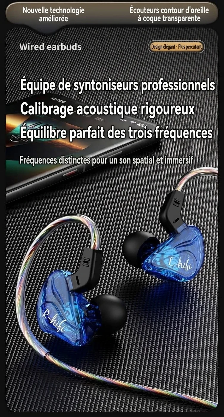 Premium In-Ear Wired Headphones with Inline Mic, Sound Isolating Earbuds with Extra Ear Tips, 3.5mm & USB-C Audio