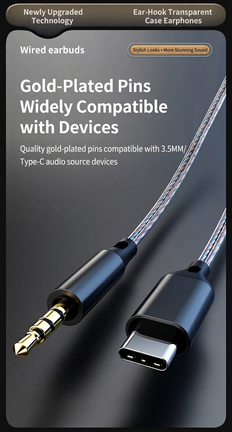 Premium In-Ear Wired Headphones with Inline Mic, Sound Isolating Earbuds with Extra Ear Tips, 3.5mm & USB-C Audio