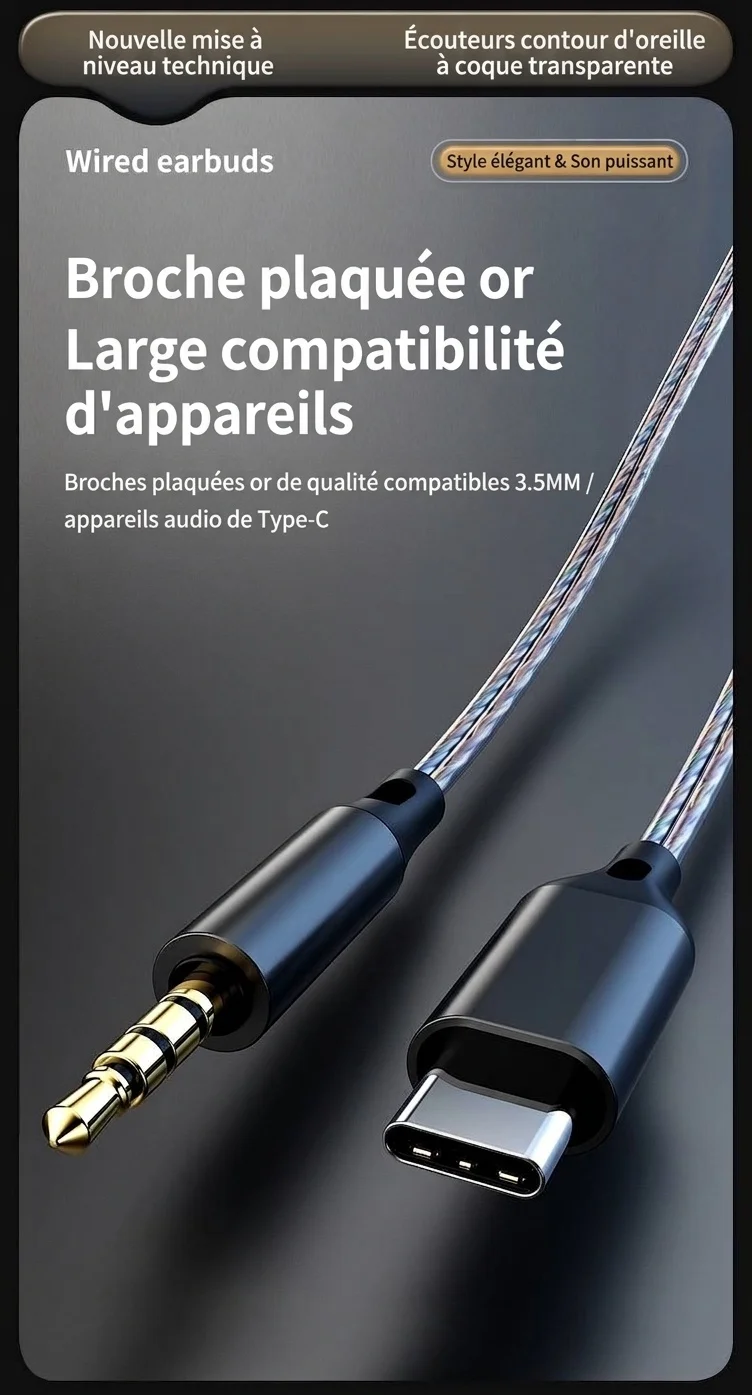 Premium In-Ear Wired Headphones with Inline Mic, Sound Isolating Earbuds with Extra Ear Tips, 3.5mm & USB-C Audio