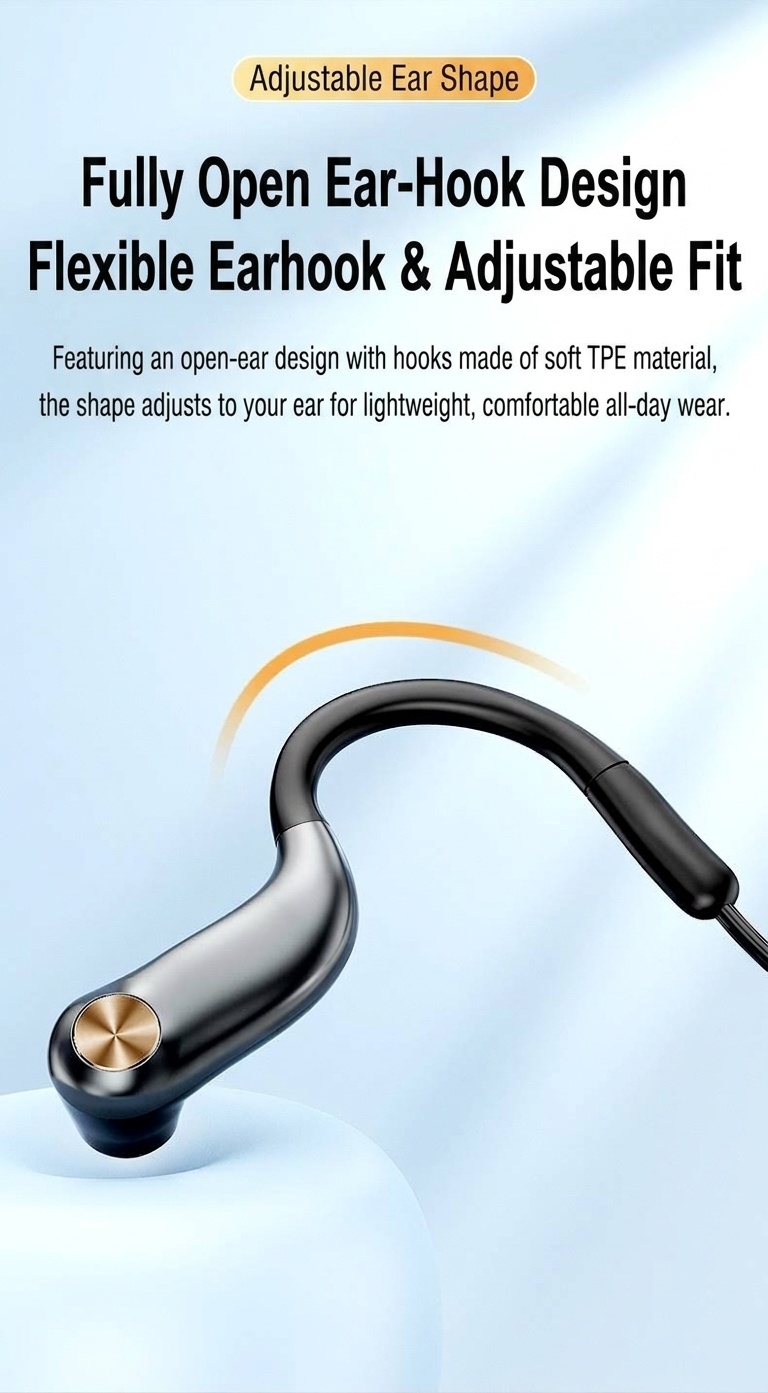 Open-Ear Wired Sport Headphones with Secure Ear Hooks, 10mm Drivers, 3.5mm / USB-C