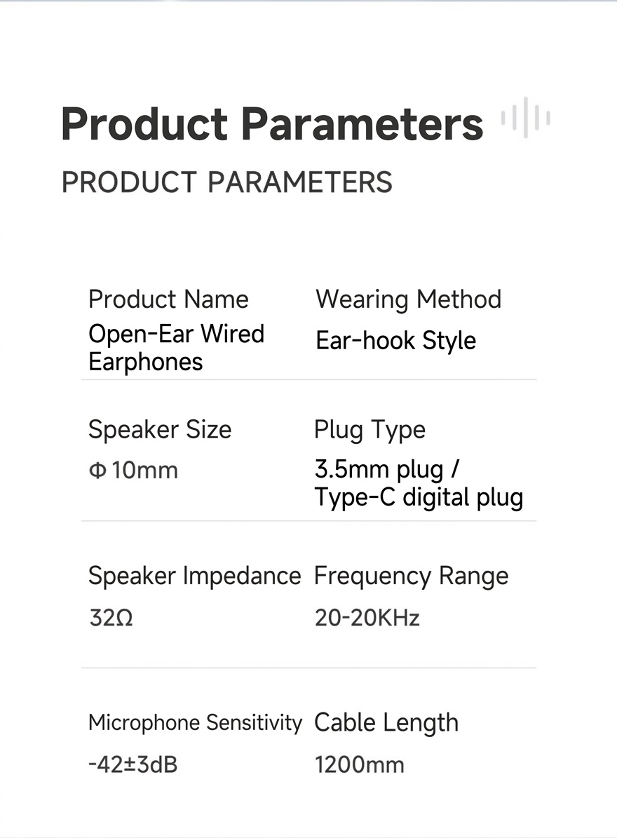 Open-Ear Wired Sport Headphones with Secure Ear Hooks, 10mm Drivers, 3.5mm / USB-C