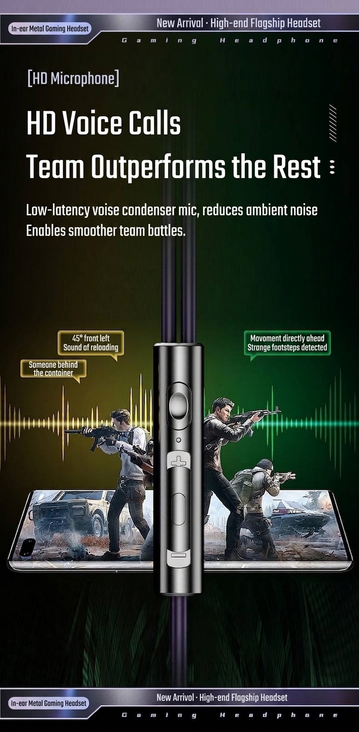 Wired In-Ear Gaming Earbuds with In-Line Mic, 10mm Deep Bass Drivers, 3.5mm / USB-C
