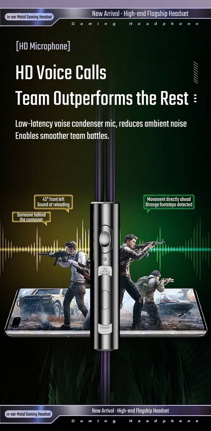 Wired In-Ear Gaming Earbuds with In-Line Mic, 10mm Deep Bass Drivers, 3.5mm / USB-C