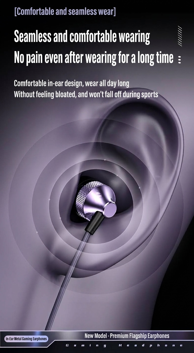Wired In-Ear Gaming Earbuds with In-Line Mic, 10mm Deep Bass Drivers, 3.5mm / USB-C