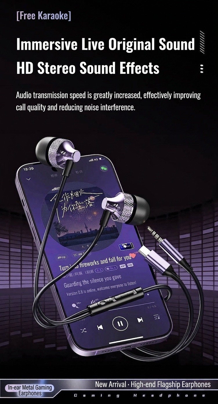 Wired In-Ear Gaming Earbuds with In-Line Mic, 10mm Deep Bass Drivers, 3.5mm / USB-C