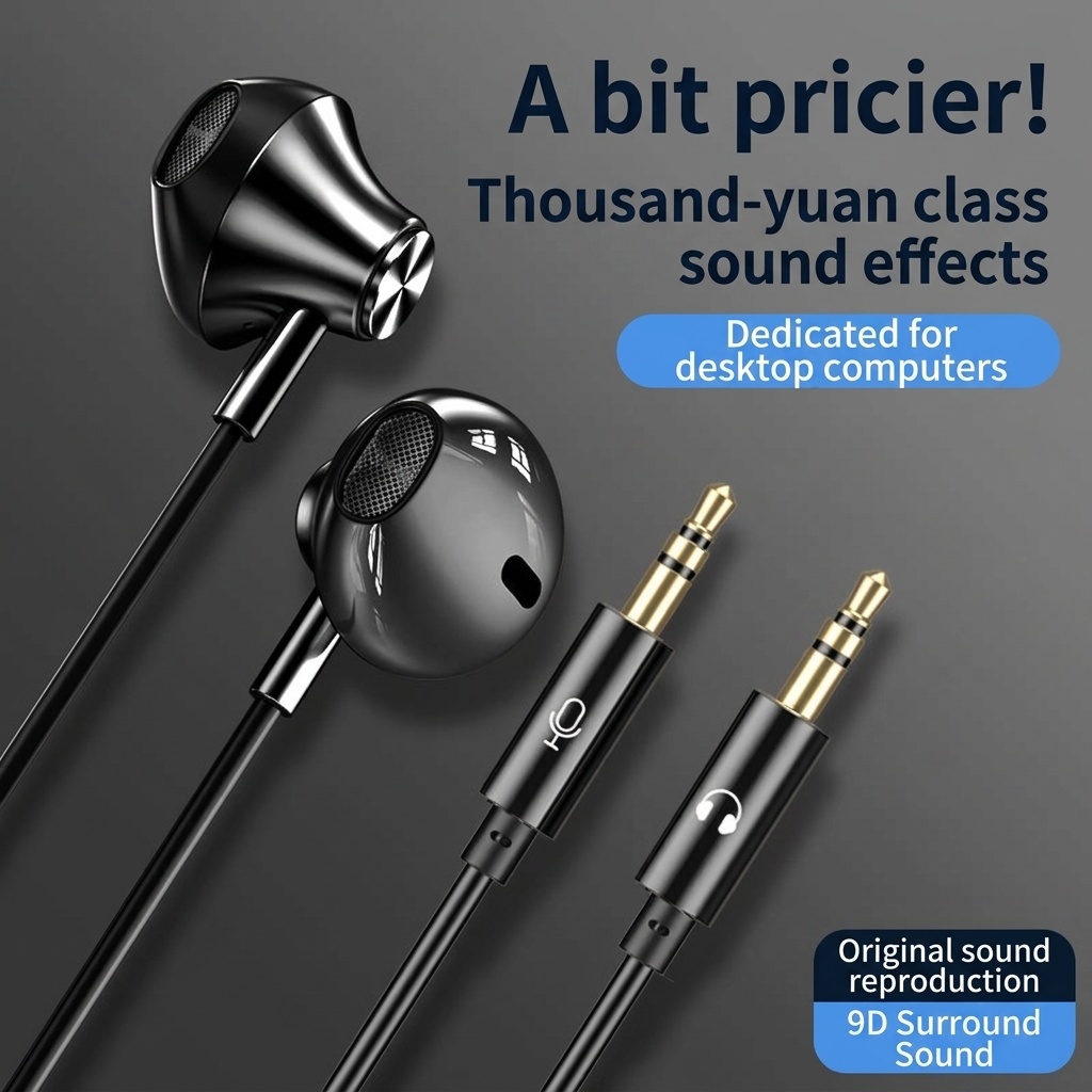 Wired In-Ear PC Gaming Earphones with HD Mic, Noise Reduction, Dual 3.5mm Audio Jacks