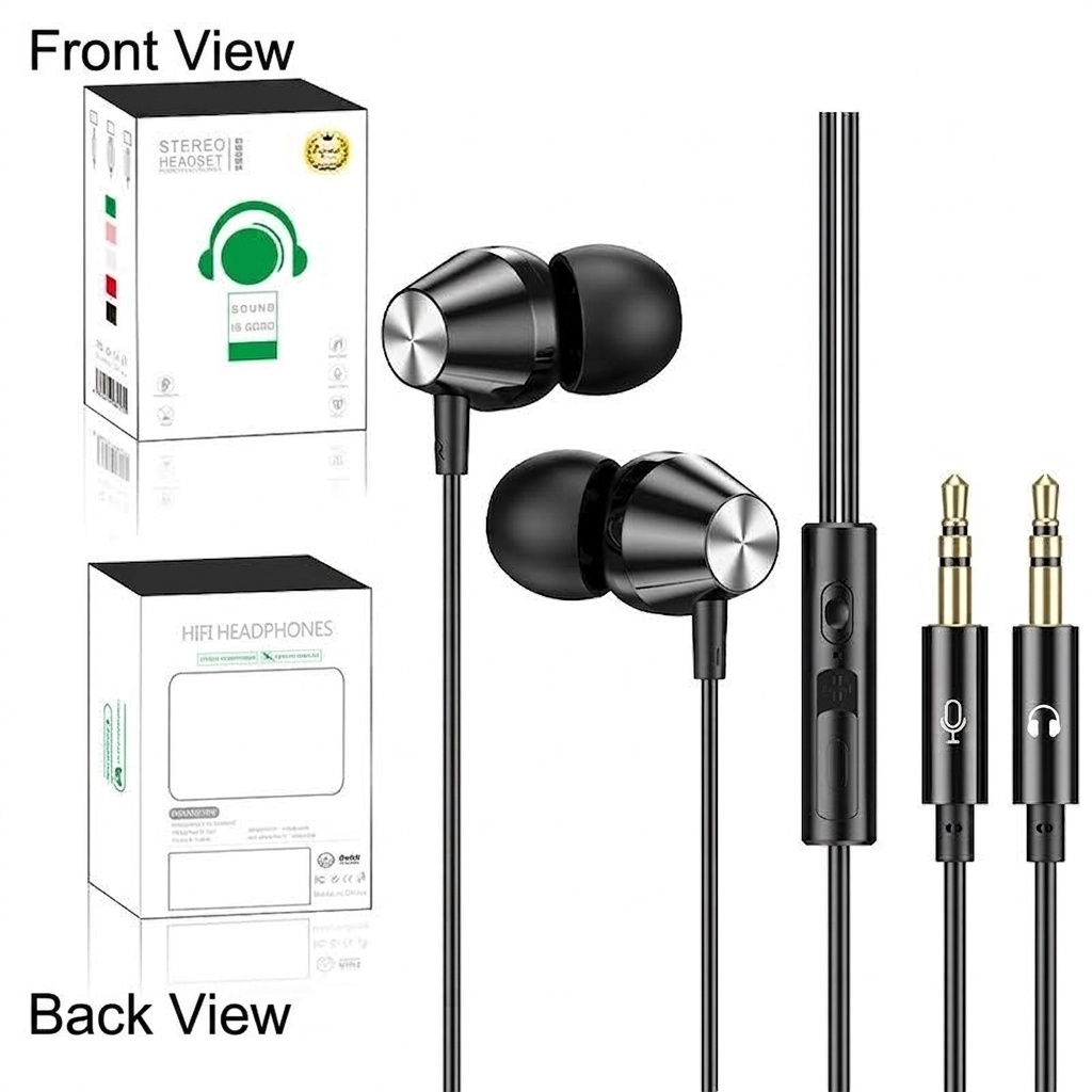 Wired In-Ear PC Gaming Earphones with HD Mic, Noise Reduction, Dual 3.5mm Audio Jacks