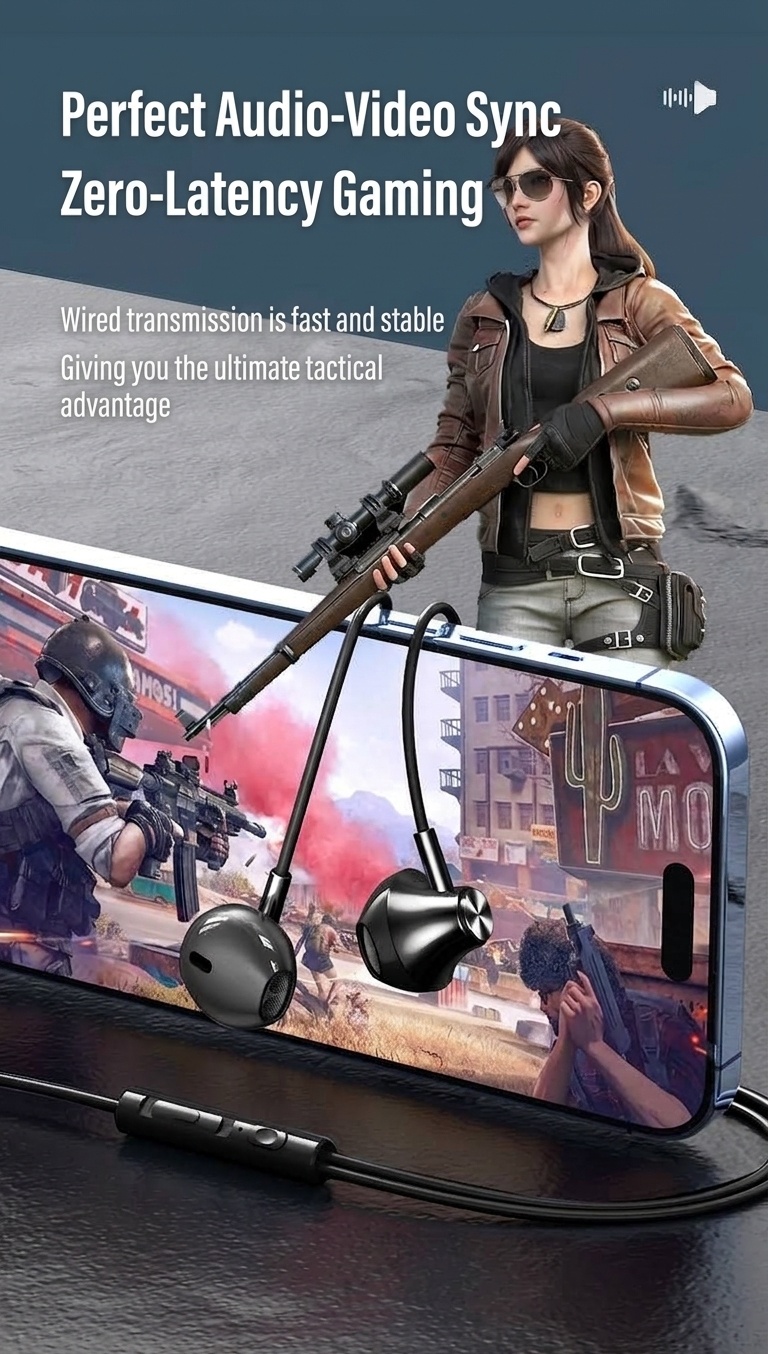 Wired In-Ear PC Gaming Earphones with HD Mic, Noise Reduction, Dual 3.5mm Audio Jacks
