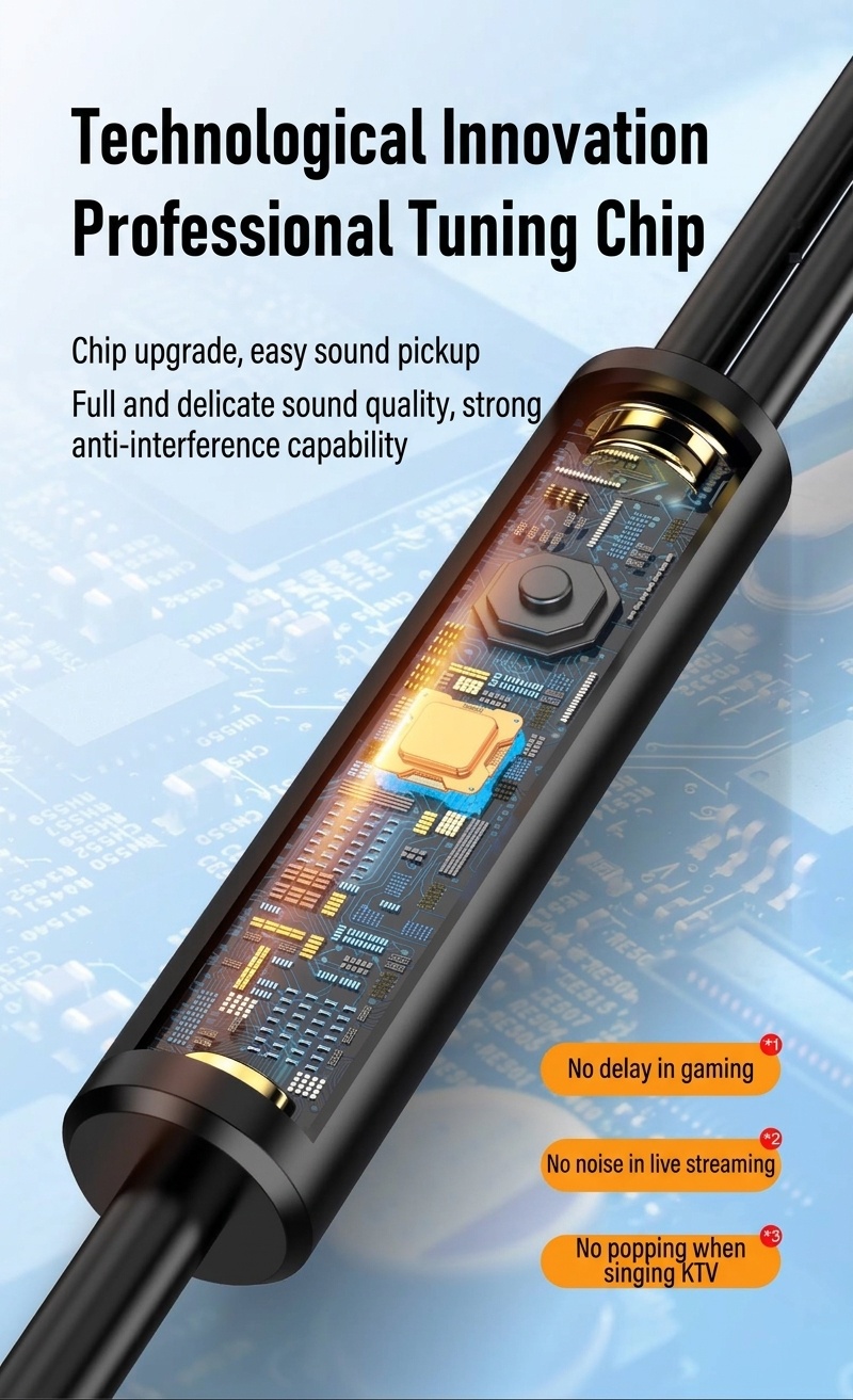 Wired In-Ear PC Gaming Earphones with HD Mic, Noise Reduction, Dual 3.5mm Audio Jacks