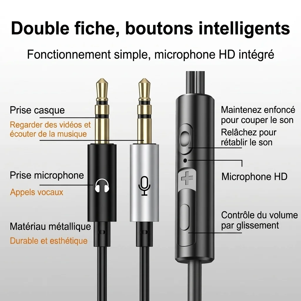 Wired In-Ear PC Gaming Earphones with HD Mic, Noise Reduction, Dual 3.5mm Audio Jacks