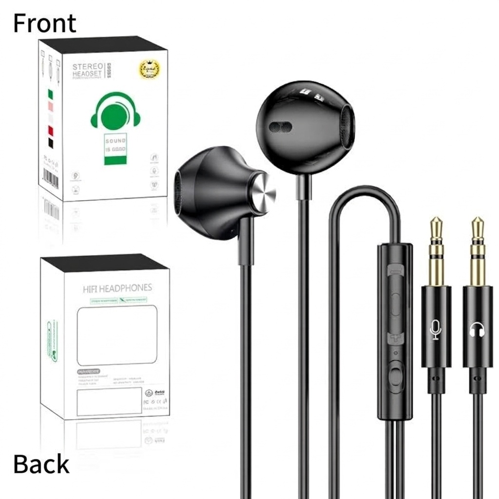 Wired In-Ear PC Gaming Earphones with HD Mic, Noise Reduction, Dual 3.5mm Audio Jacks