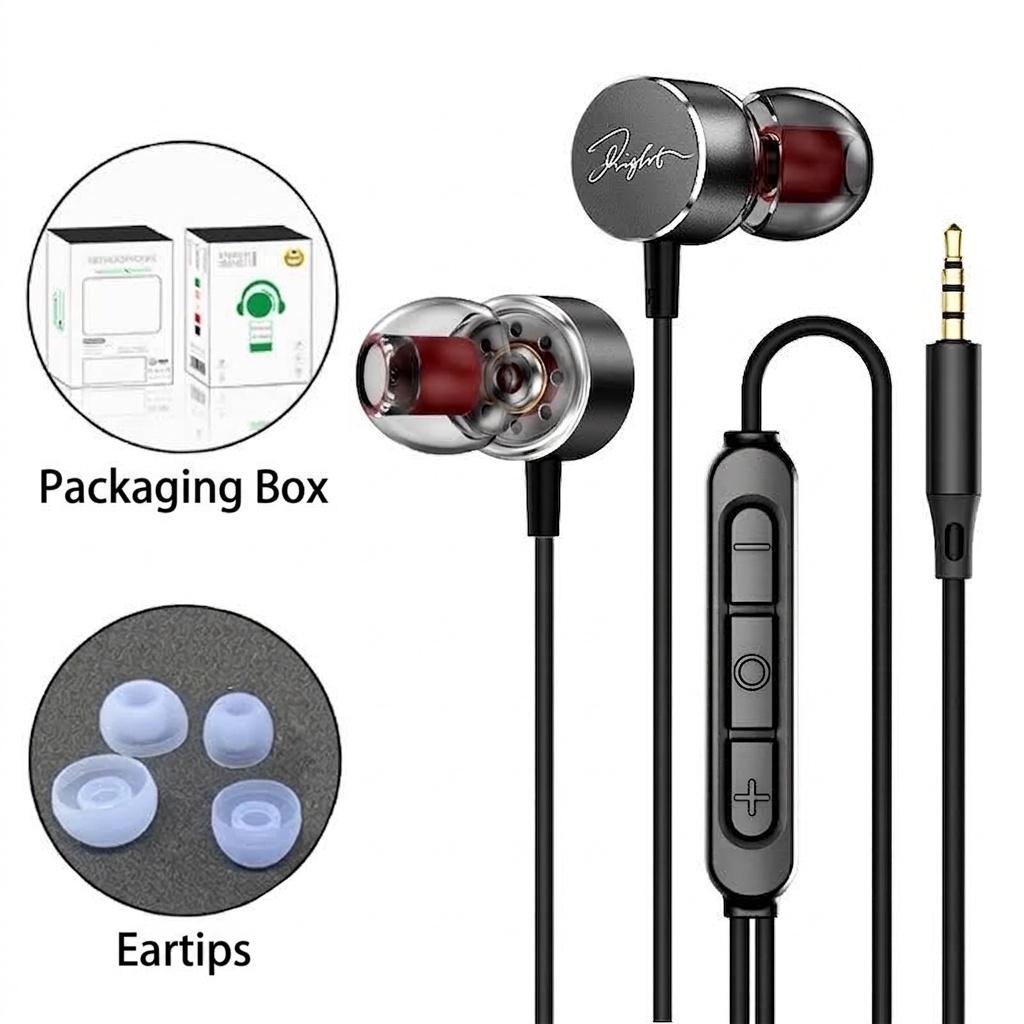 Wired In-Ear Earbuds with In-Line Mic & Volume Control, 10mm Deep Bass Drivers, 3.5mm / USB-C