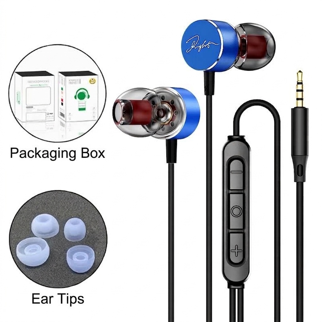 Wired In-Ear Earbuds with In-Line Mic & Volume Control, 10mm Deep Bass Drivers, 3.5mm / USB-C