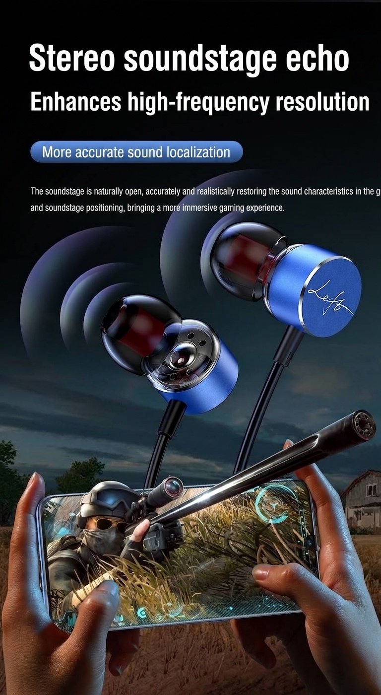 Wired In-Ear Earbuds with In-Line Mic & Volume Control, 10mm Deep Bass Drivers, 3.5mm / USB-C