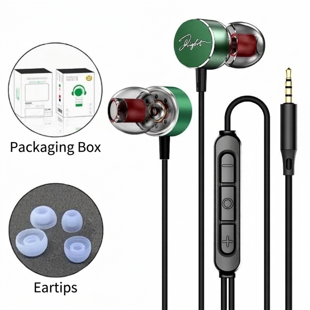 Wired In-Ear Earbuds with In-Line Mic & Volume Control, 10mm Deep Bass Drivers, 3.5mm / USB-C