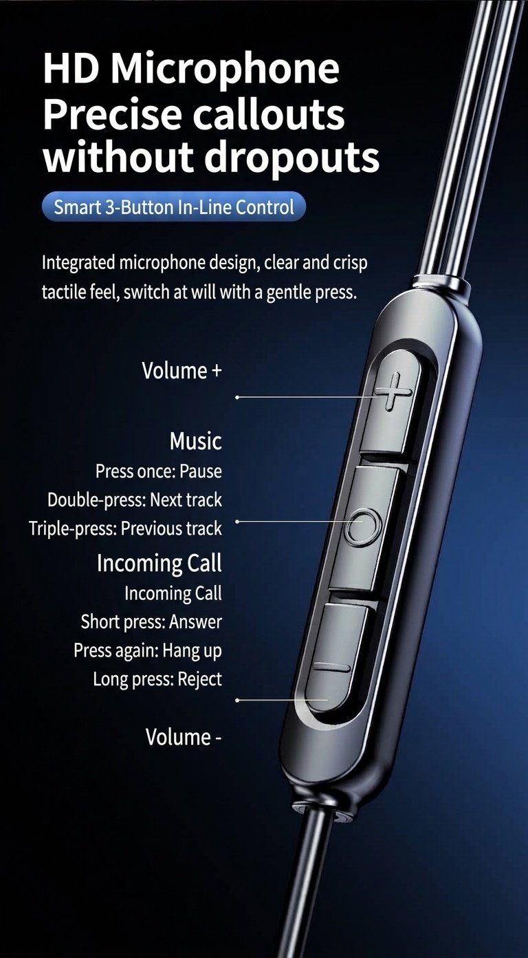 Wired In-Ear Earbuds with In-Line Mic & Volume Control, 10mm Deep Bass Drivers, 3.5mm / USB-C